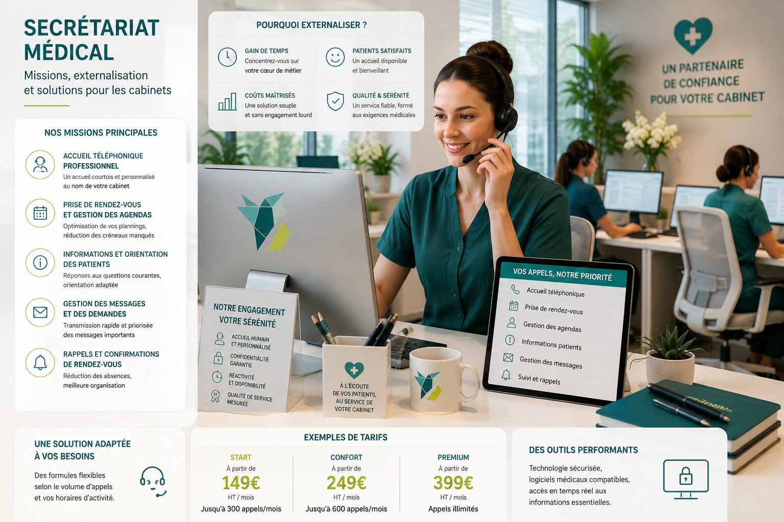 Secrétariat médical : missions, externalisation et solutions pour les cabinets